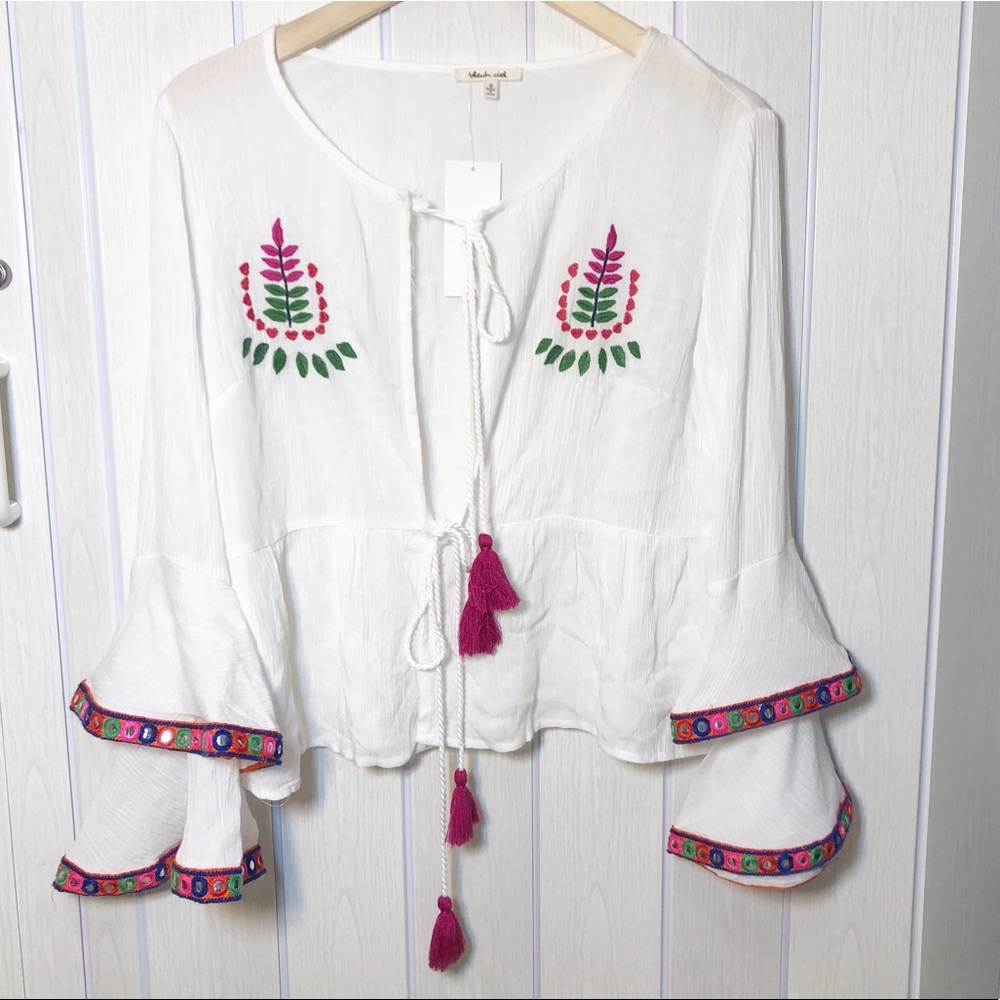 🌟 Bleuh Ciel Tassel Boho Top Womens Small